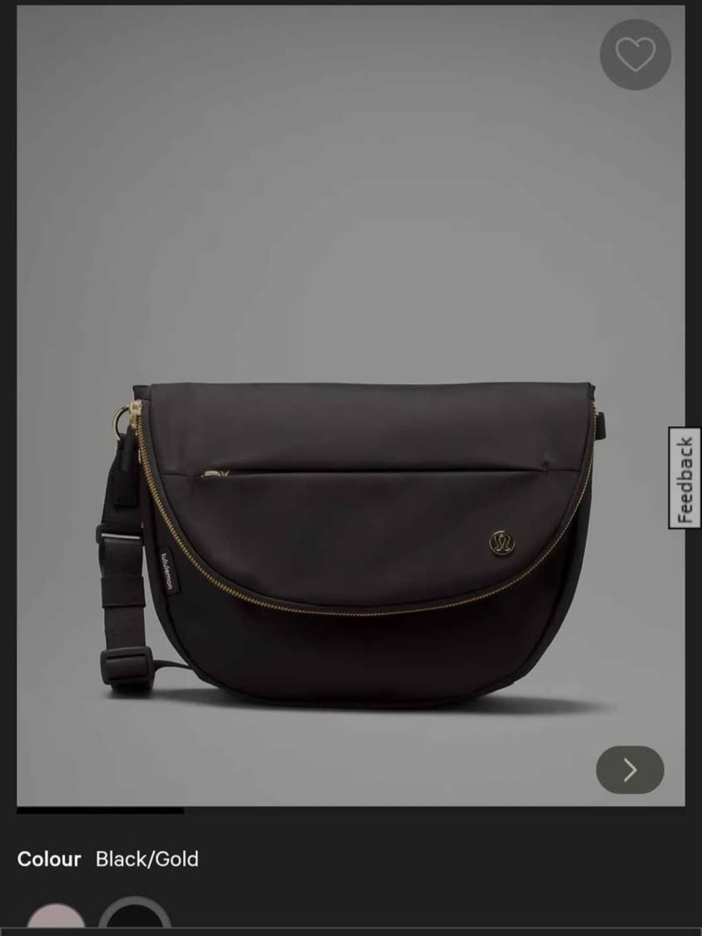 lululemon athletica Black with Gold Accent Crossbody Messenger 5L